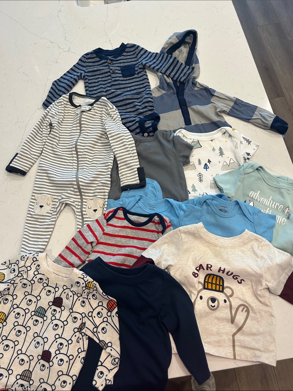 Kids Navy and Gray Striped One-Piece Bundle-onesies, shirts, 1 pj